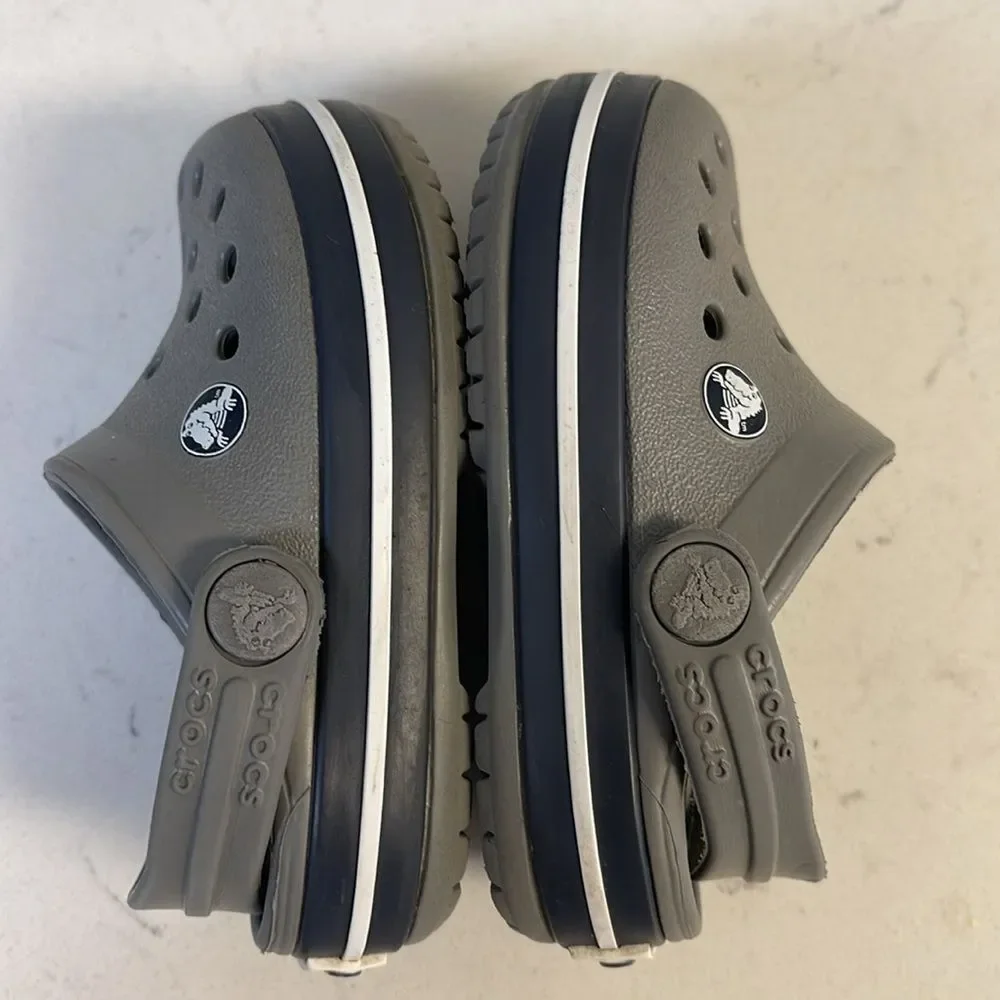 Crocs Unisex Kids Crocband Clog Size 4 Grey & Navy Blue